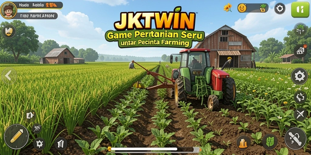 Screenshot JKTWIN menunjukkan gameplay bertani yang seru dan interaktif.