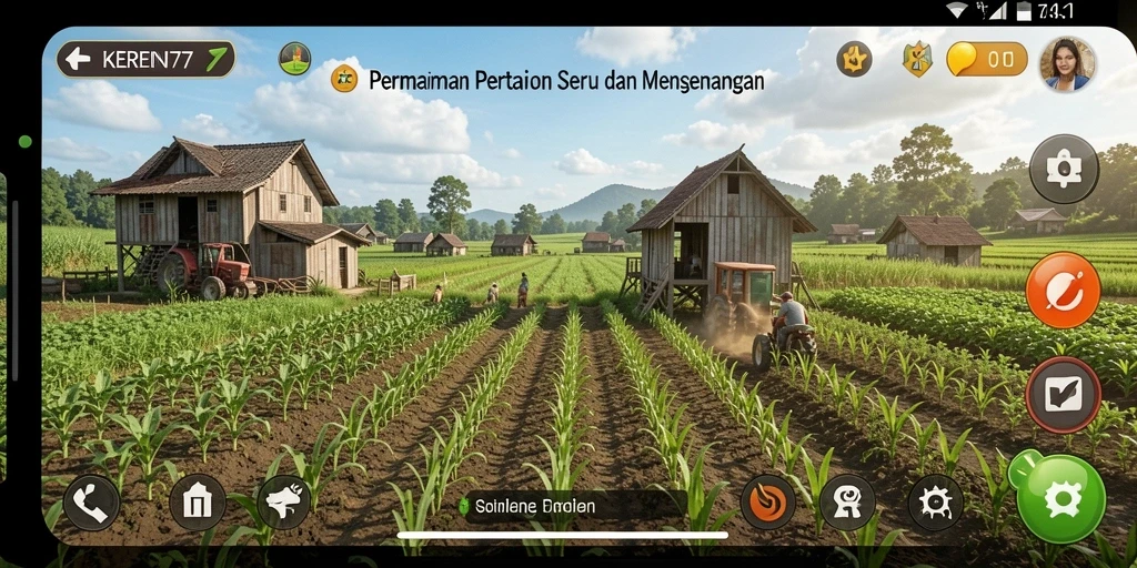 Tangkapan layar gameplay KEREN77 menampilkan kebun yang indah dan beragam tanaman.