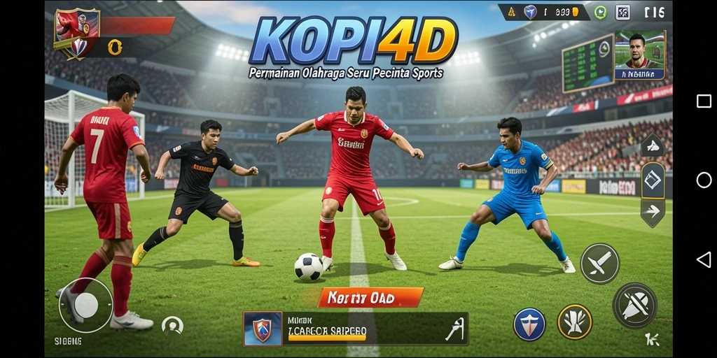 Screenshot utama KOPI4D menampilkan momen seru dalam permainan olahraga.