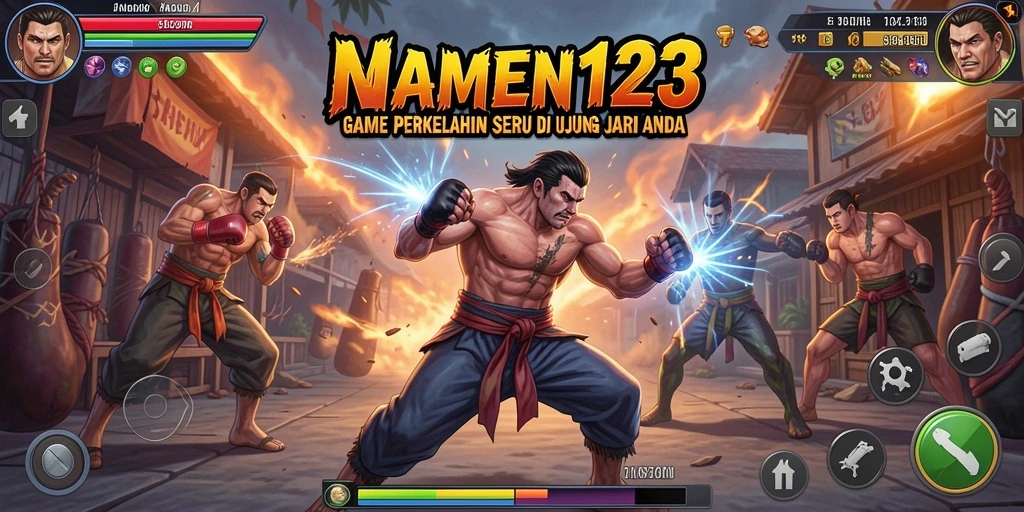 Tampilan gameplay MAMEN123 yang mendebarkan dalam pertarungan Fighting.