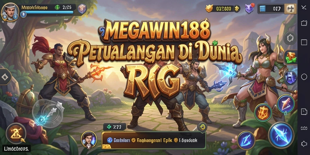 Tangkapan layar utama MEGAWIN188 menampilkan pertarungan epik dan dunia yang menakjubkan.
